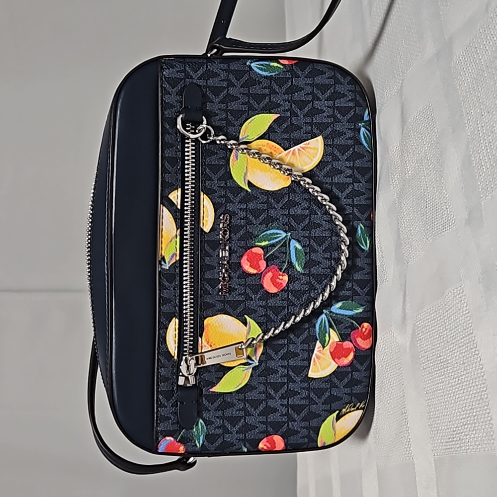 Michael Kors Jet Set East West crossbody - cherries and lemons fruit pattern